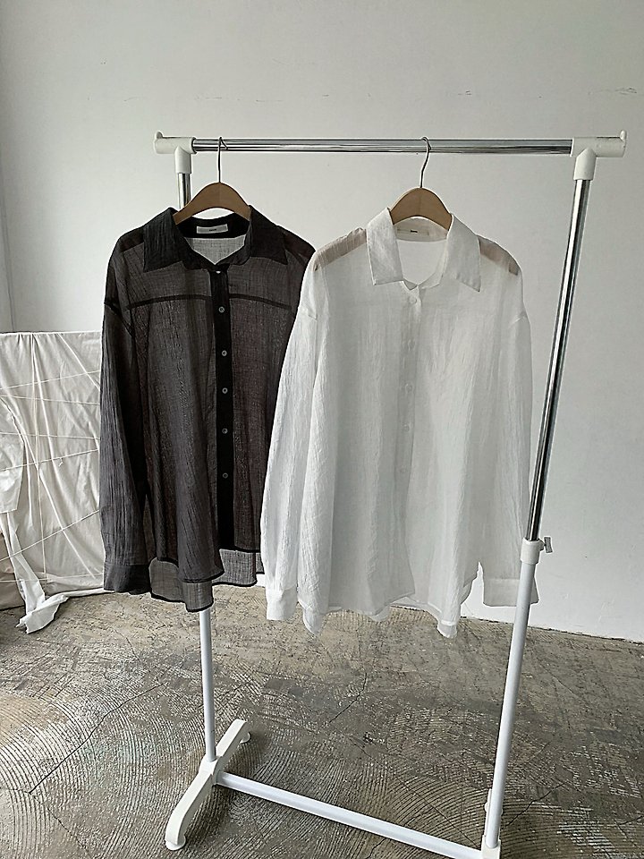 Cover - Korean Women Fashion - #momslook - Sheer Wrinkle Two-Way Shirt - 9