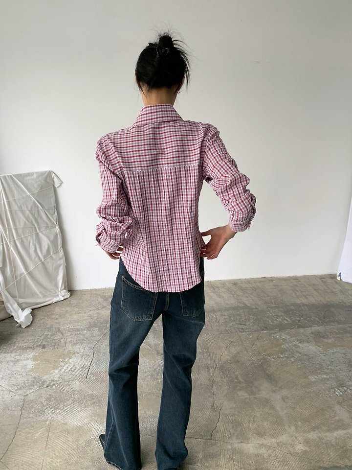 Cover - Korean Women Fashion - #momslook - Check Snap Shirt - 6