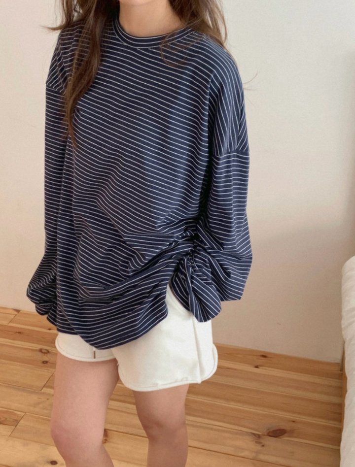 Cover - Korean Women Fashion - #momslook - Striped Loose Tee - 12