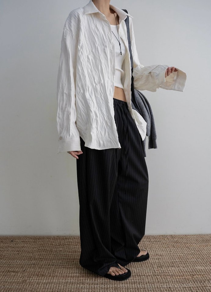 Cover - Korean Women Fashion - #momslook - Wrinkle Two-Way Shirt - 7