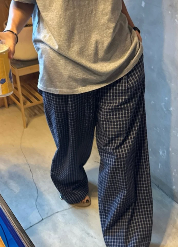 Cover - Korean Women Fashion - #momslook - Encho Check Banding Pants - 5