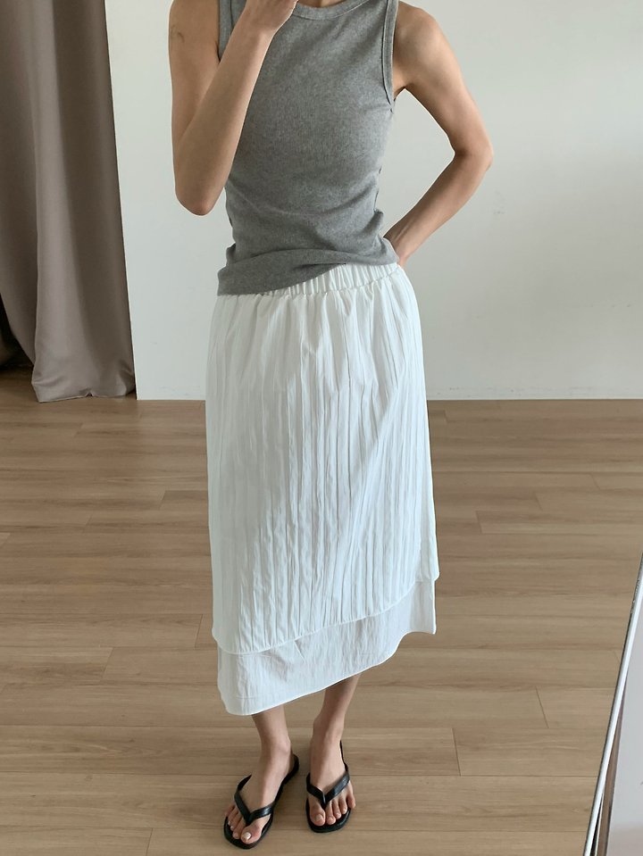 Cover - Korean Women Fashion - #momslook - Wrinkle Layered Skirt