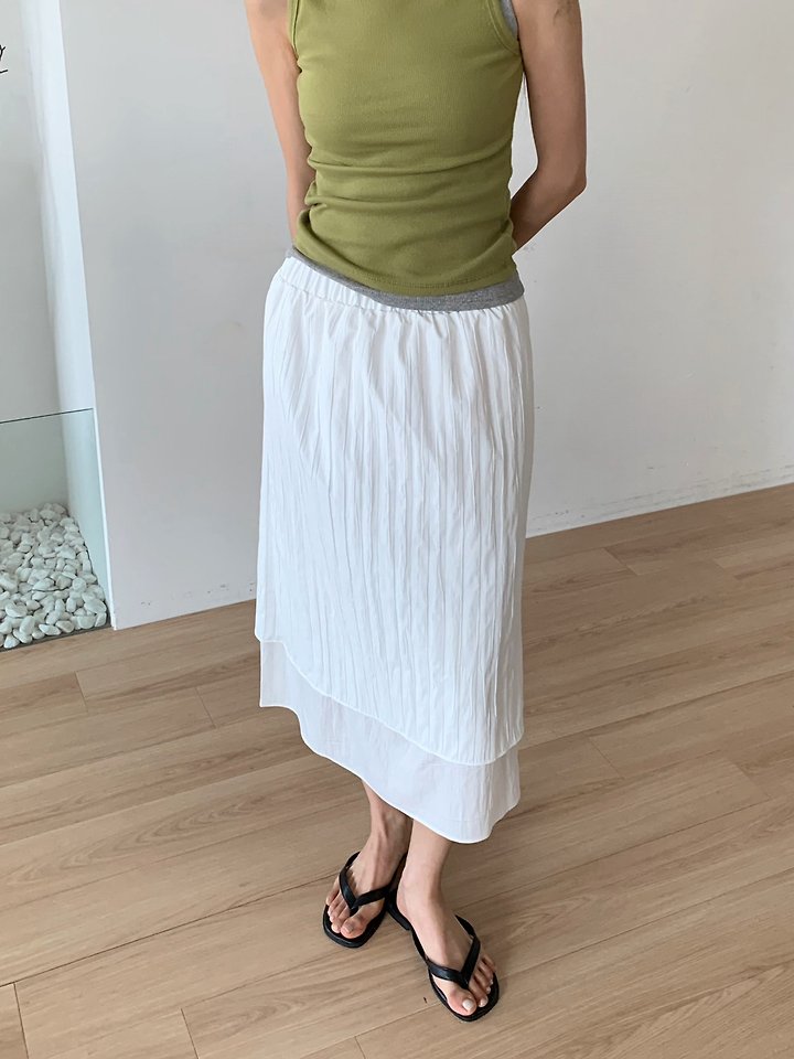 Cover - Korean Women Fashion - #momslook - Wrinkle Layered Skirt - 3
