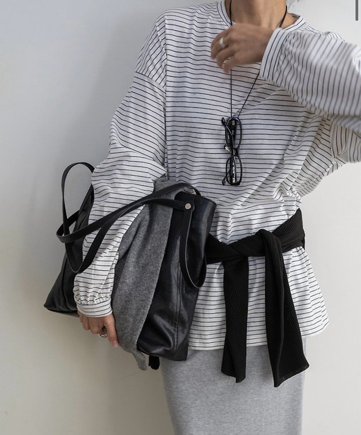 Cover - Korean Women Fashion - #restrostyle - Striped Loose Tee