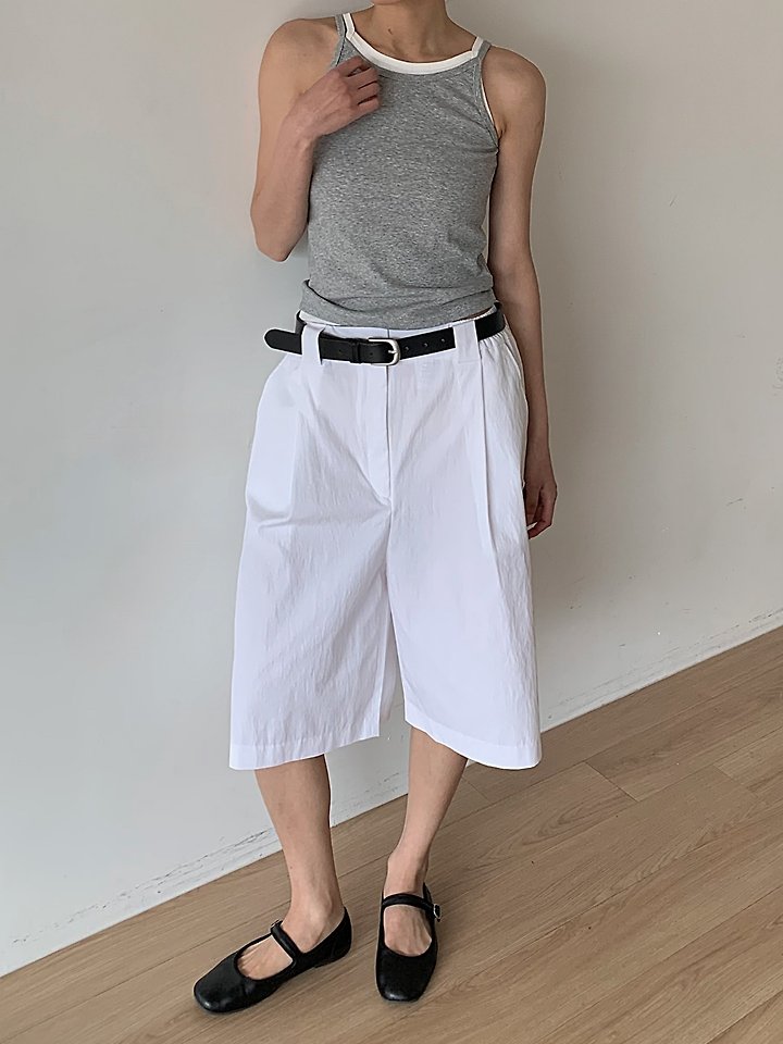 Cover - Korean Women Fashion - #romanticstyle - Wide Banding Bermuda Pants - 7