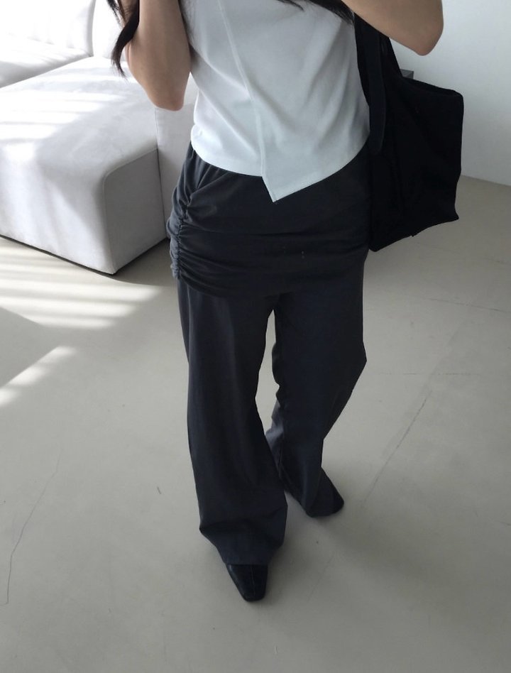Cover - Korean Women Fashion - #romanticstyle - Layered Shirring Pants