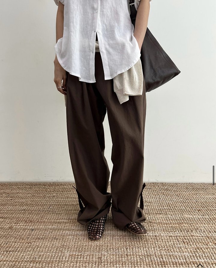 Cover - Korean Women Fashion - #romanticstyle - Rolling Belted Pants - 4