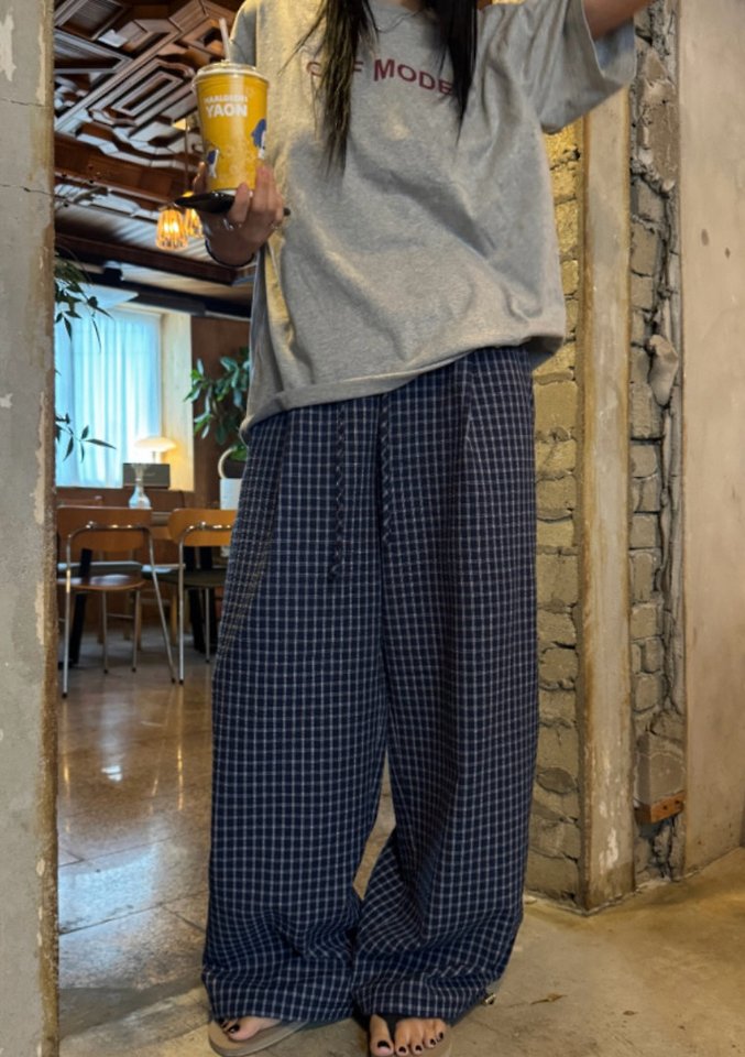 Cover - Korean Women Fashion - #thatsdarling - Encho Check Banding Pants