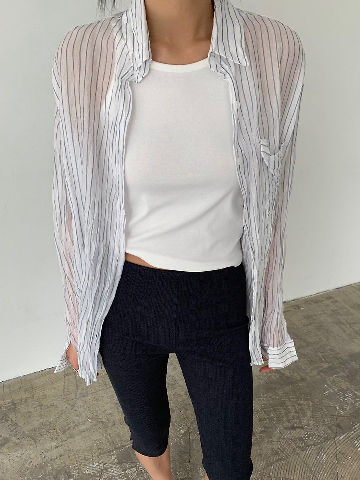 Cover - Korean Women Fashion - #thelittlethings - Eco Wrinkle Stripe Shirt - 8
