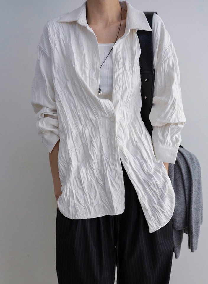 Cover - Korean Women Fashion - #thatsdarling - Wrinkle Two-Way Shirt - 4