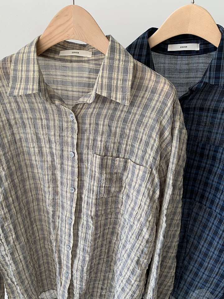 Cover - Korean Women Fashion - #vintageinspired - Mono Check Shirt - 8