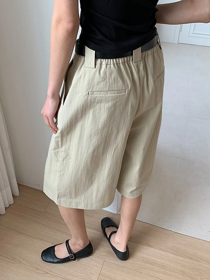 Cover - Korean Women Fashion - #vintageinspired - Wide Banding Bermuda Pants - 3