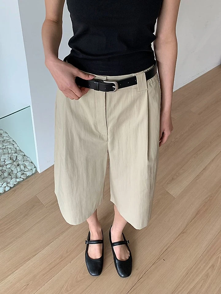 Cover - Korean Women Fashion - #vintageinspired - Wide Banding Bermuda Pants - 4