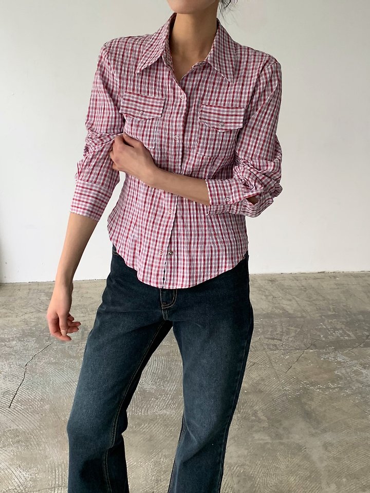 Cover - Korean Women Fashion - #vintagekidsstyle - Check Snap Shirt - 9