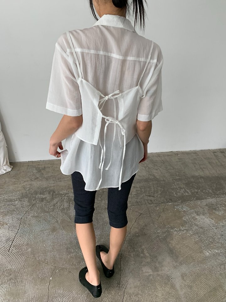 Cover - Korean Women Fashion - #vintagekidsstyle - Layered Short Sleeve Shirt - 7
