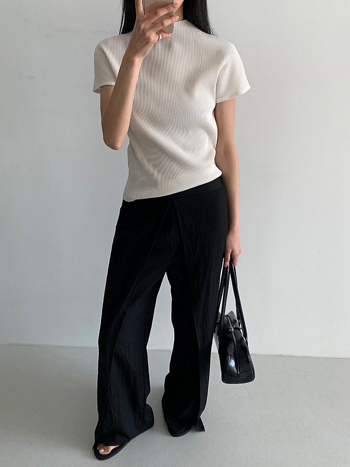 Cover - Korean Women Fashion - #womensfashion - Pleated Tee - 2