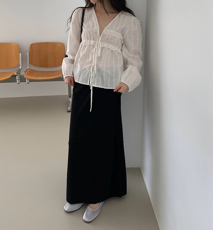 Cover - Korean Women Fashion - #womensfashion - Tie Long Skirt - 9