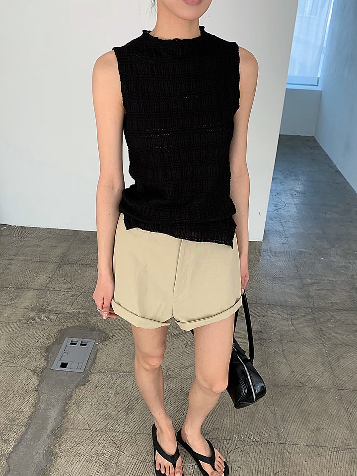 Cover - Korean Women Fashion - #womensfashion - Smocked Sleeveless Top - 3