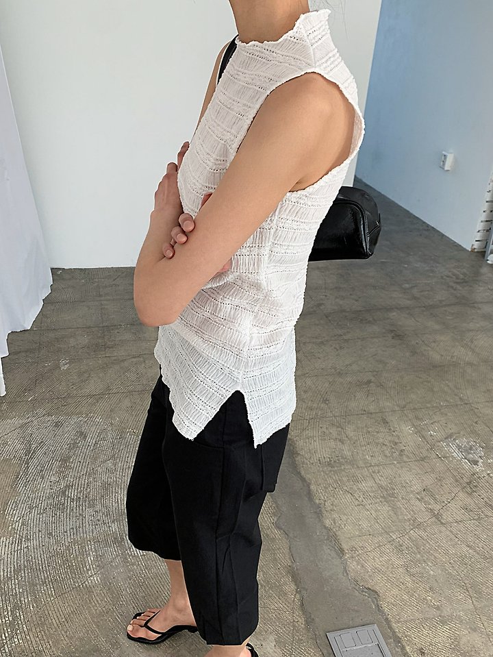 Cover - Korean Women Fashion - #womensfashion - Smocked Sleeveless Top - 5