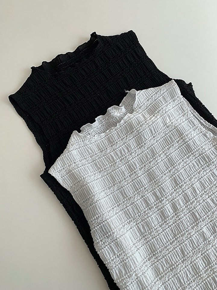 Cover - Korean Women Fashion - #womensfashion - Smocked Sleeveless Top - 7