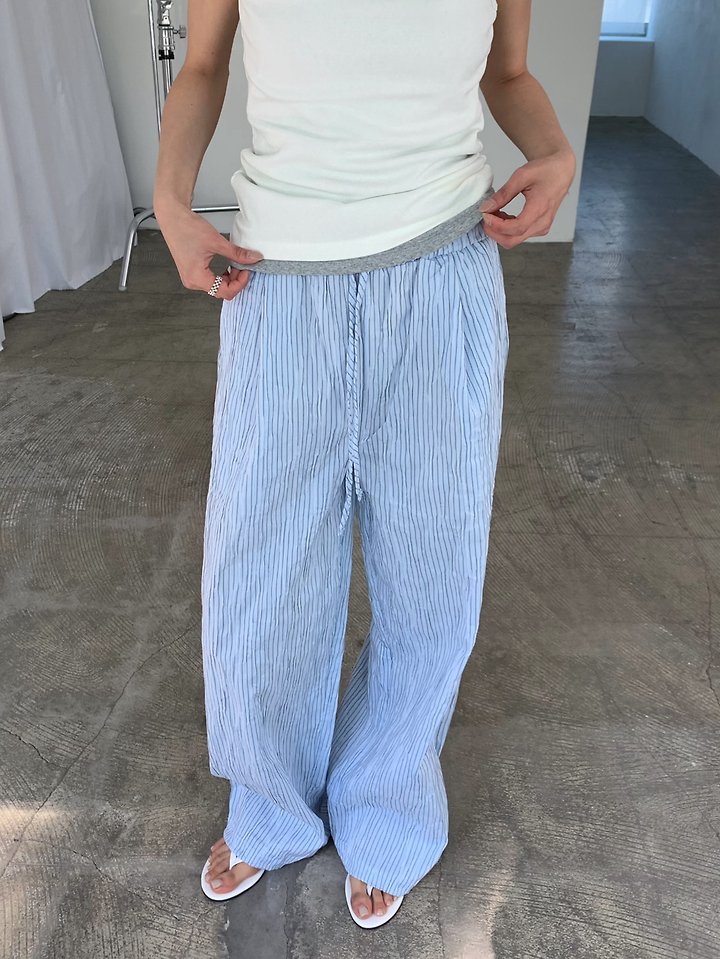 Cover - Korean Women Fashion - #womensfashion - Wrinkle Stripe Two-Way Pants