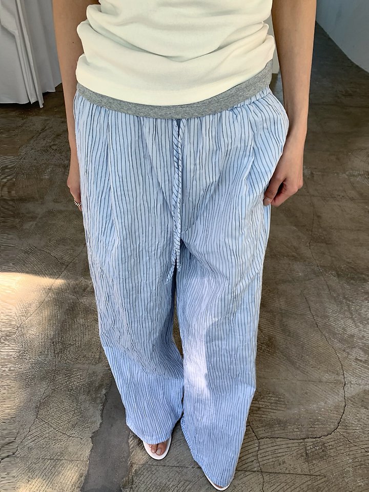 Cover - Korean Women Fashion - #womensfashion - Wrinkle Stripe Two-Way Pants - 3