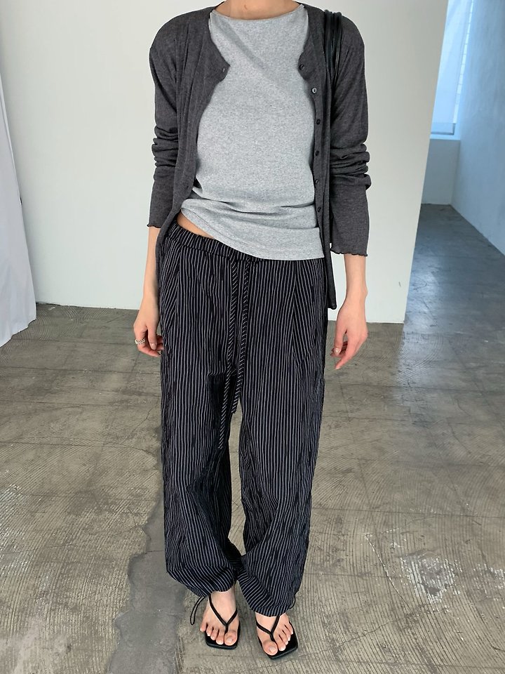Cover - Korean Women Fashion - #womensfashion - Wrinkle Stripe Two-Way Pants - 5