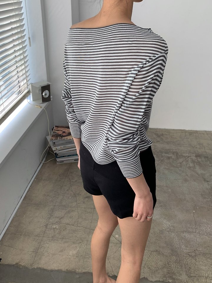 Cover - Korean Women Fashion - #momslook - Stripe Knit Off Cardigan - 4