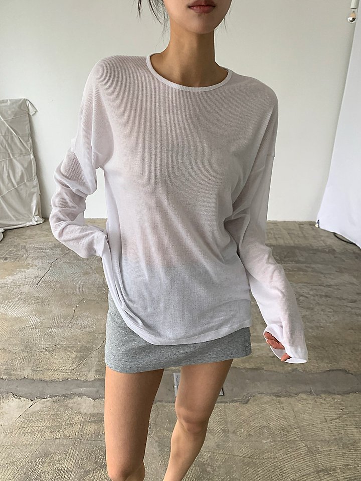 Cover - Korean Women Fashion - #womensfashion - Sheer Boxy Long Sleeve Tee - 9