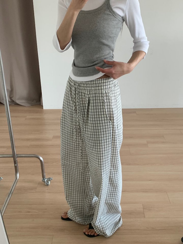 Cover - Korean Women Fashion - #womensfashion - Encho Check Banding Pants - 10