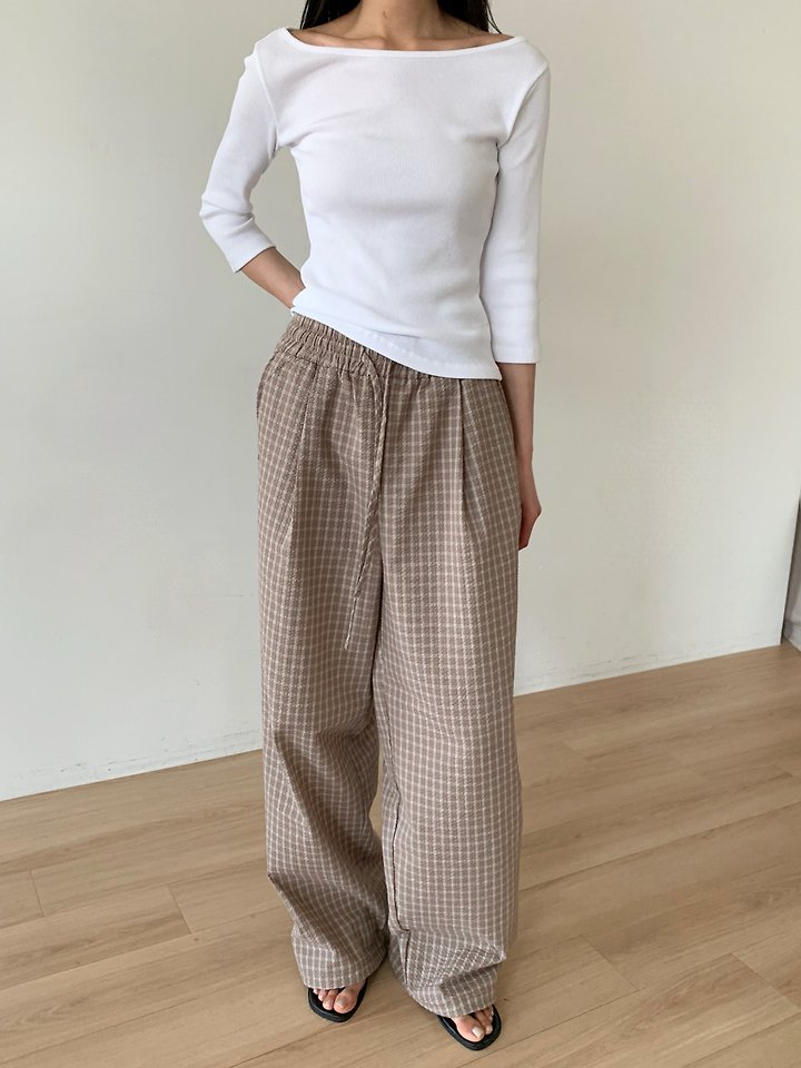 Cover - Korean Women Fashion - #womensfashion - Encho Check Banding Pants - 12