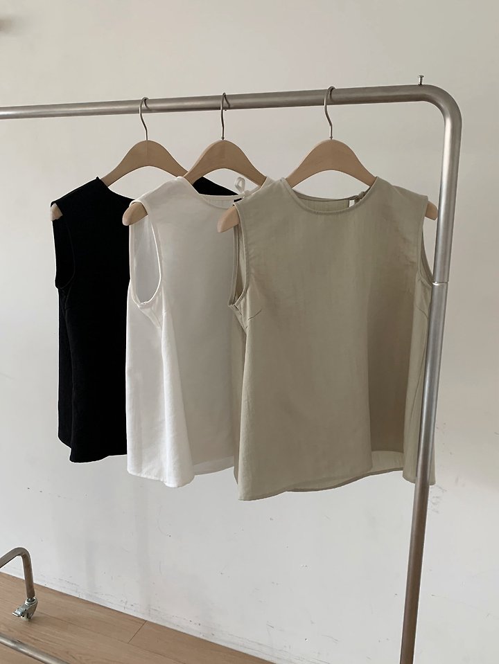 Cover - Korean Women Fashion - #womensfashion - Brick Sleeveless Blouse - 6