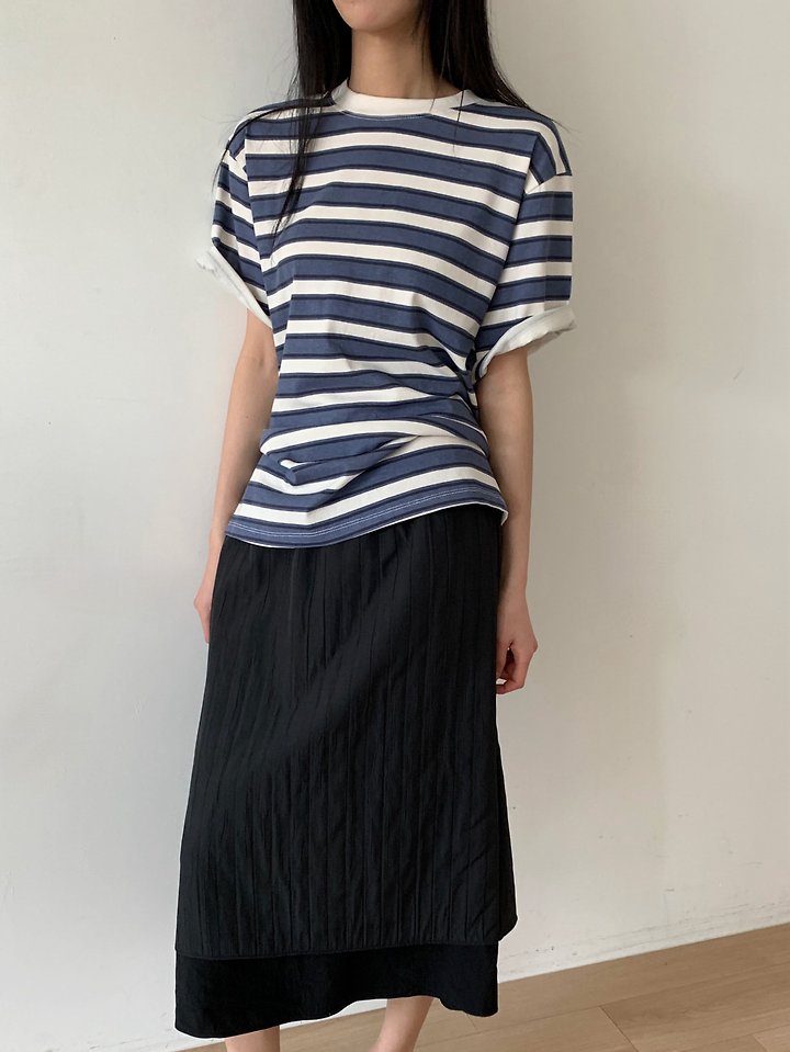 Cover - Korean Women Fashion - #womensfashion - Pigment Striped Short Sleeve Tee - 3