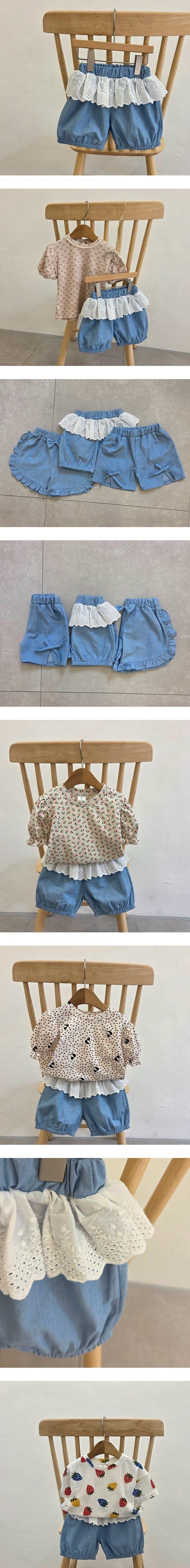 Dazzling - Korean Children Fashion - #Kfashion4kids - Lace Denim Shorts