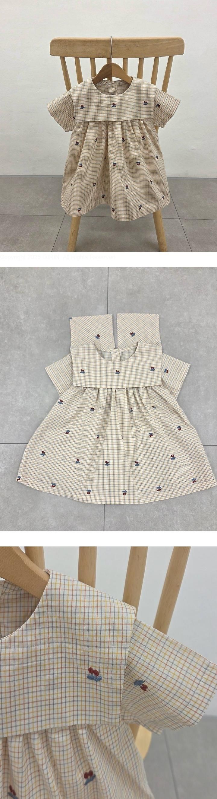 Dazzling - Korean Children Fashion - #fashionkids - Check Flower One-piece