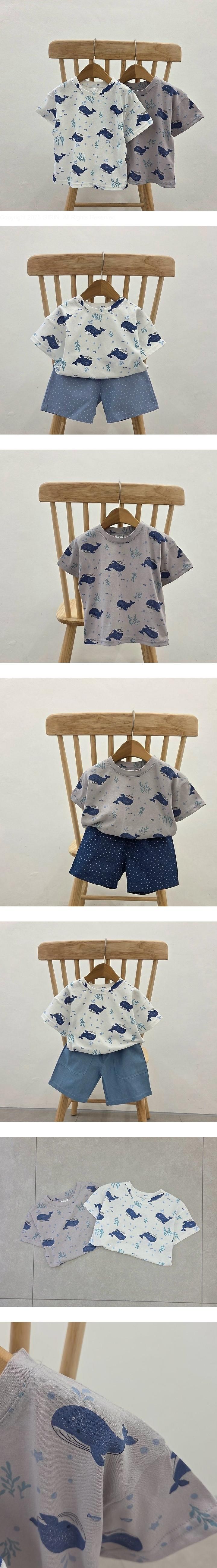 Dazzling - Korean Children Fashion - #kidsshorts - Whale Tee