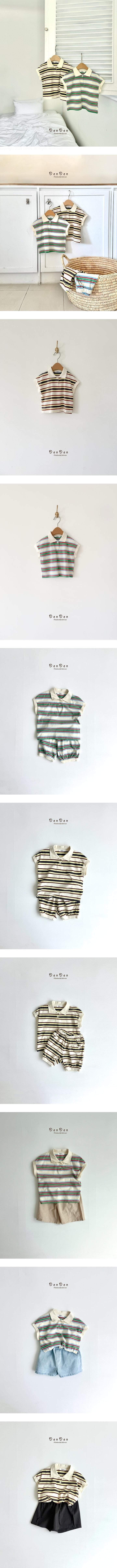 Denden - Korean Children Fashion - #fashionkids - Rico Stripe Collar Tee