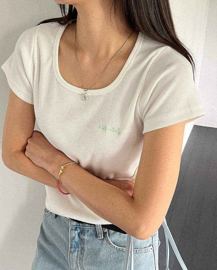 Diana - Korean Women Fashion - #momslook - Square Ribbed Tee - 10