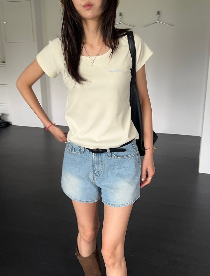 Diana - Korean Women Fashion - #momslook - Square Ribbed Tee - 2