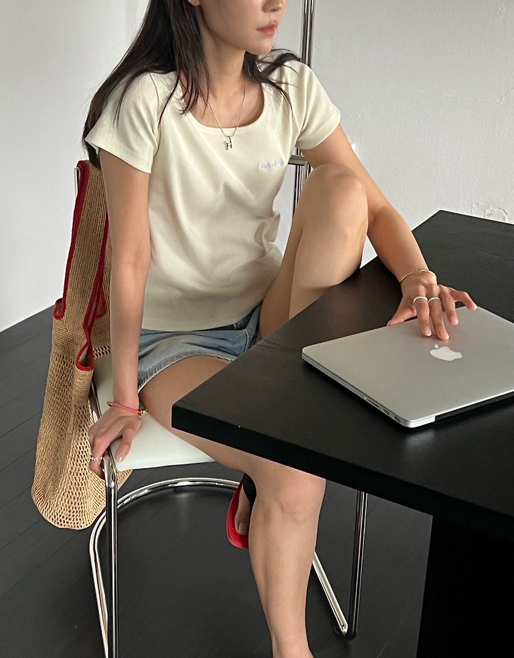 Diana - Korean Women Fashion - #momslook - Square Ribbed Tee - 8