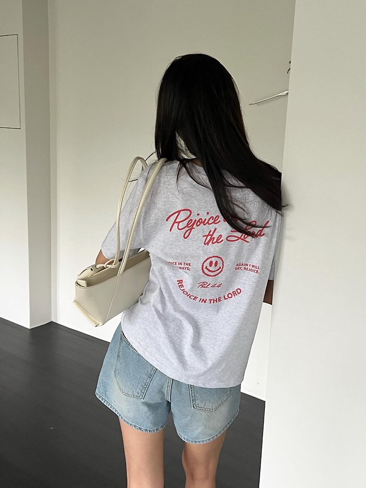 Diana - Korean Women Fashion - #momslook - Red Smile Tee