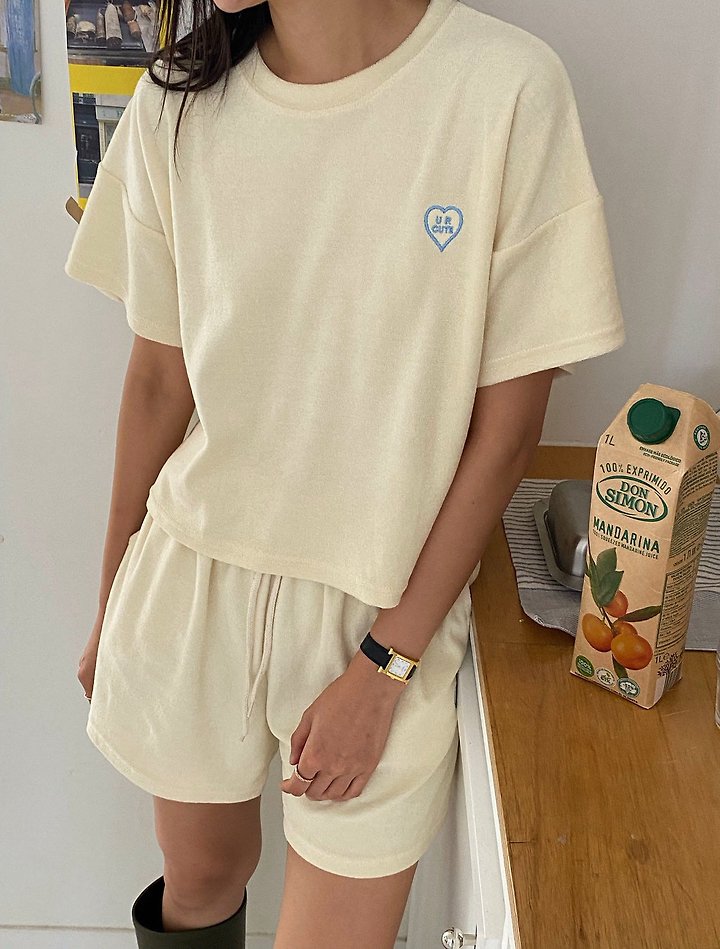 Diana - Korean Women Fashion - #momslook - Cute Terry Tee - 11