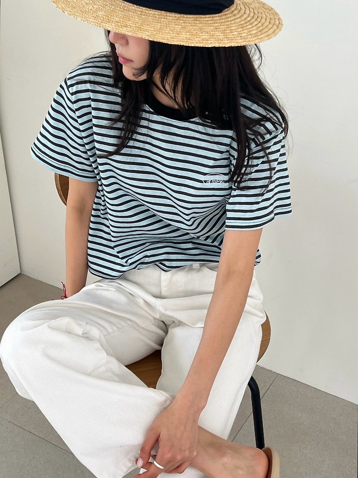 Diana - Korean Women Fashion - #momslook - Button Striped Tee