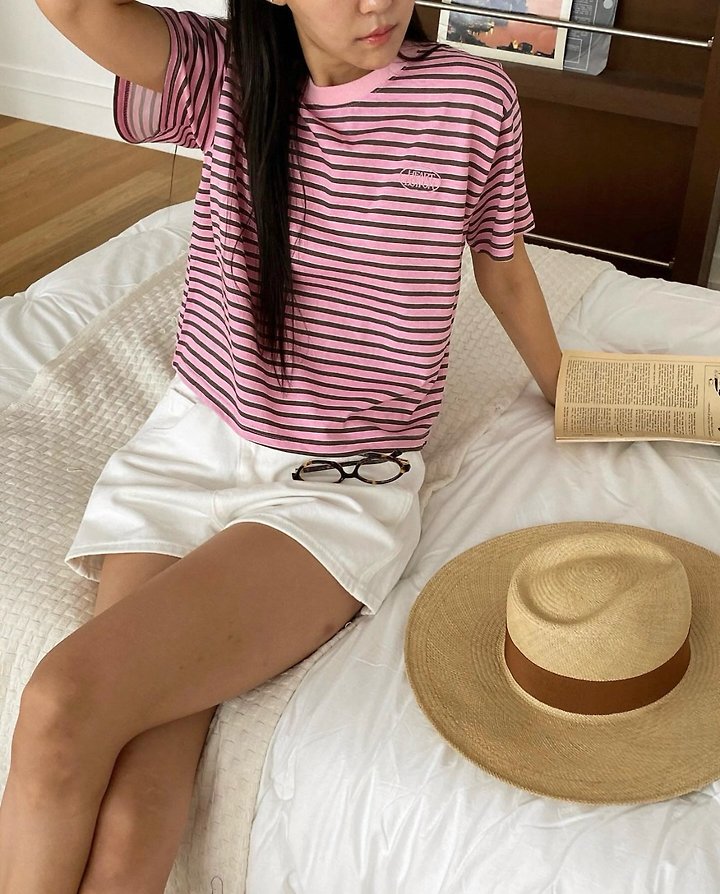 Diana - Korean Women Fashion - #momslook - Button Striped Tee - 10
