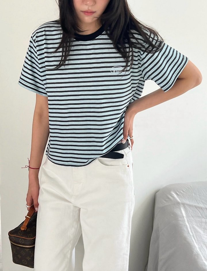 Diana - Korean Women Fashion - #momslook - Button Striped Tee - 3