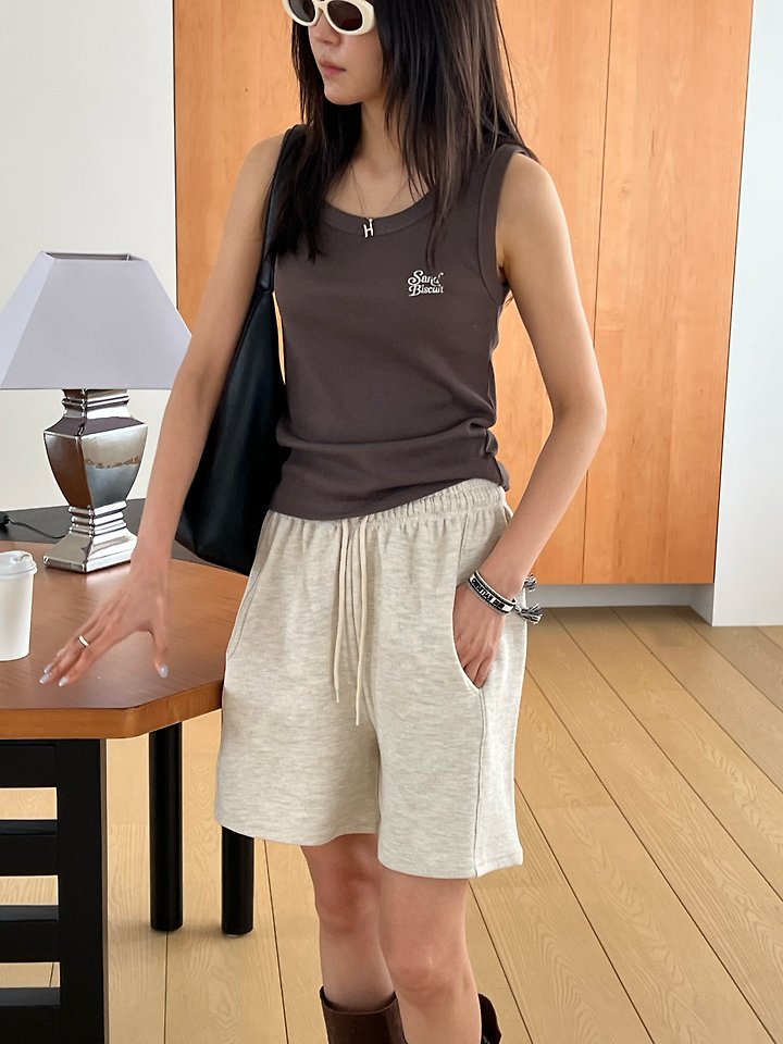 Diana - Korean Women Fashion - #vintagekidsstyle - Sand Sleeveless Tee - 3