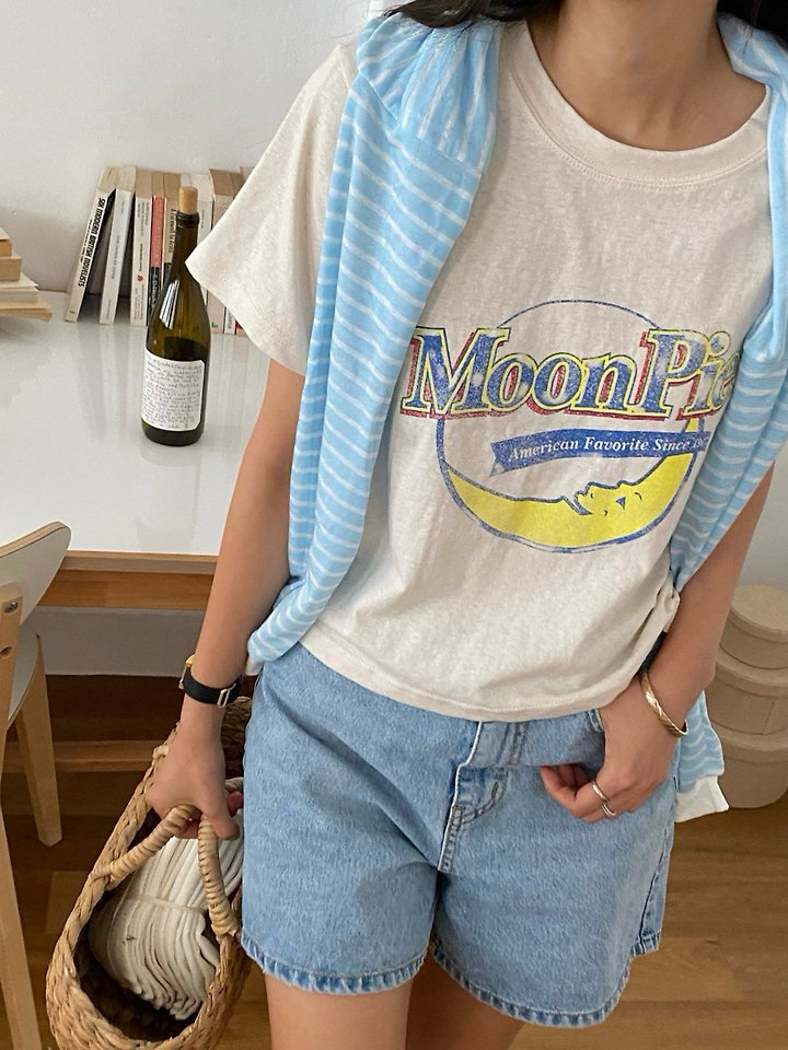 Diana - Korean Women Fashion - #vintagekidsstyle - Moon Pie Tee - 2