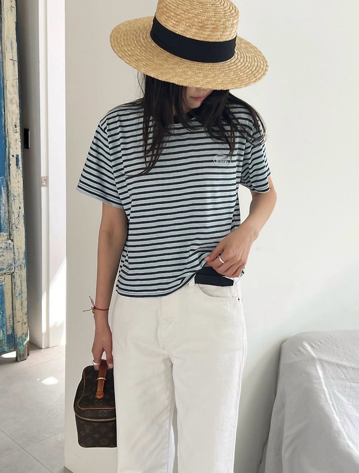 Diana - Korean Women Fashion - #momslook - Button Striped Tee - 4