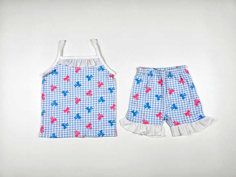 Dolphin - Korean Children Fashion - #childrensboutique - Check Ribbon Strap Sleeveless Set - 5