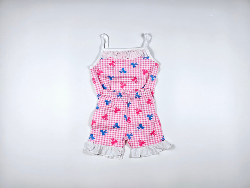 Dolphin - Korean Children Fashion - #kidsshorts - Check Ribbon Strap Sleeveless Set - 9